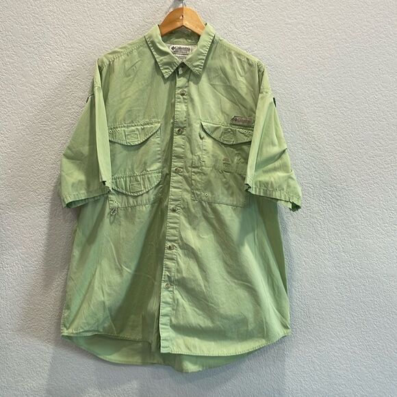 Columbia PFG Bonehead Short Sleeve Fishing Button Down in Jade Green Size XL - Picture 2 of 9